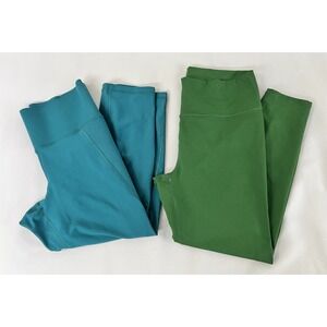 Lot Of 2 Old Navy Fabletics Leggings Size‎ Large Green Blue Gym Womens